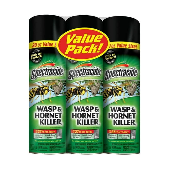 Spectracide Wasp and Hornet Killer, 20 oz Aerosol, up to 27 Ft Jet Spray (Pack of 3)