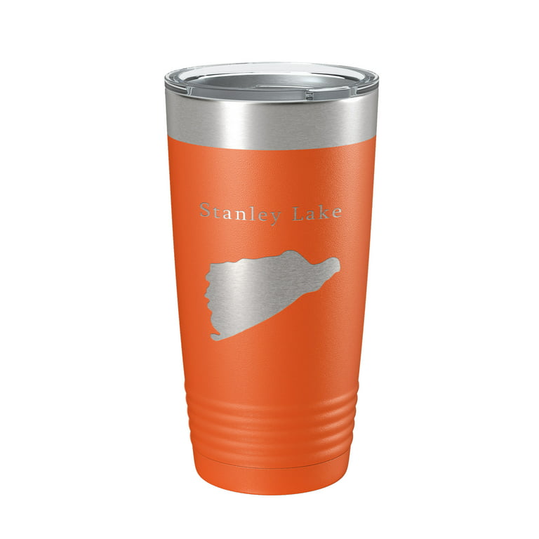 Stanley Lake Map Tumbler Travel Mug Insulated Laser Engraved Coffee Cup  Idaho 20 oz Orange 