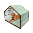 thumbnail image 1 of Mint Pet House, Old Fashion Striped Pattern with Geometrical Details Checkered Simple Tile, Outdoor & Indoor Portable Dog Kennel with Pillow and Cover, 5 Sizes, Mint Green Pale Green, by Ambesonne, 1 of 4