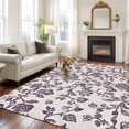 thumbnail image 3 of Farmhouse Purple Large Area Rugs for Bedroom Living Room, Soft Non Slip Carpet Bedside Rug, Vintage Flower Leaf Botanical Plant Rectangular Floor Cover Kitchen Accent Rug 8'x10' for Office, 3 of 9