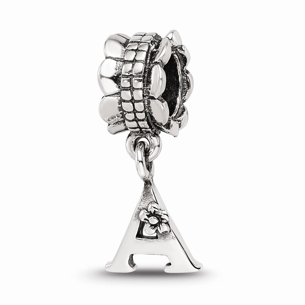 925 Sterling Silver Reflections Letter A Dangle Bead; for Adults and Teens; for Women and Men
