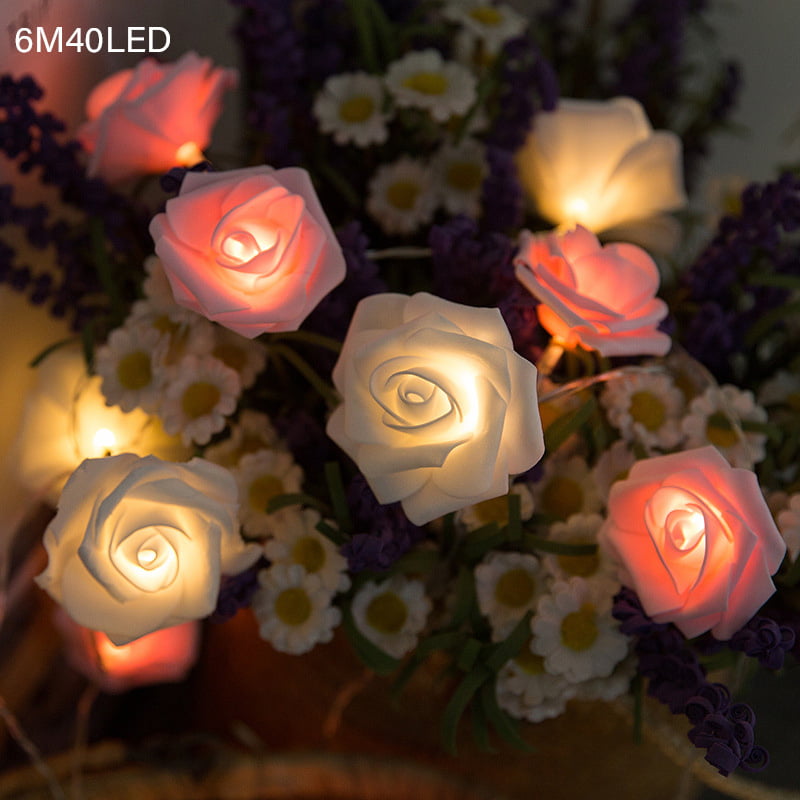 30 LED Rose Flower Light String Fairy Lights 4.5M Home Wedding Romantic Decor 