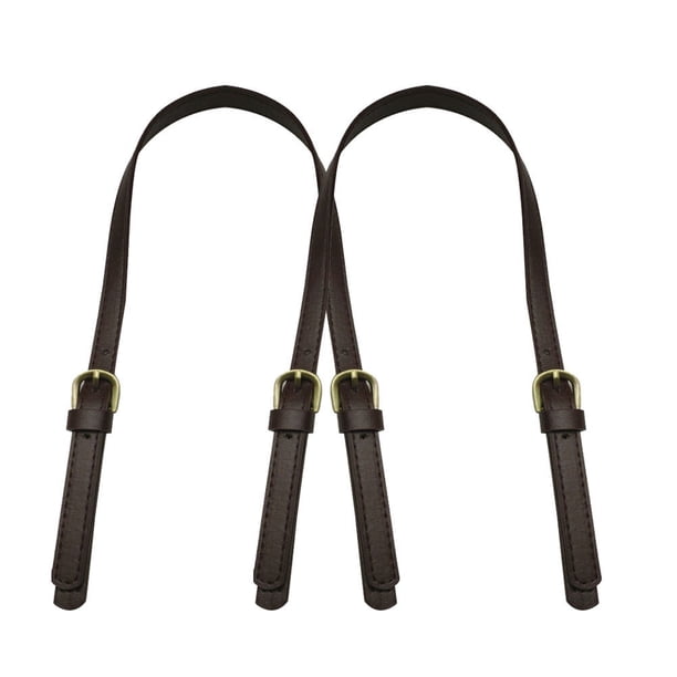 Bolso de cuero sintético de 2 piezas Asas Bolso de mano duradero Correa de repuesto Cinturón de bolsa de bricolaje para mujer Bolsa de mujer (café profundo)