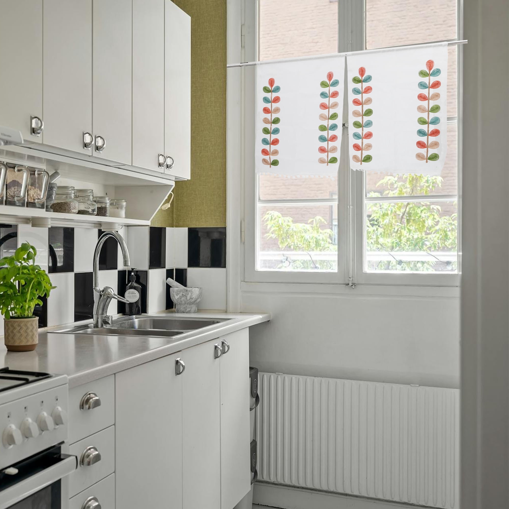 Unique Bargains 2pcs Kitchen Curtains Short Eyelets Net Curtains White 15.5(in) WIDE