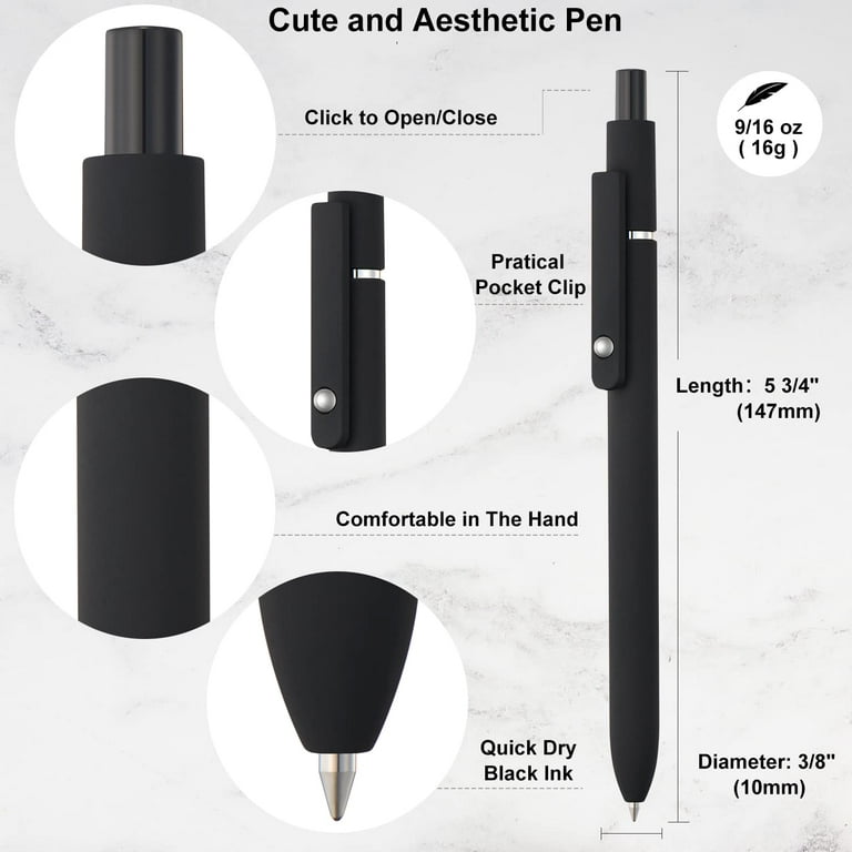 WY WENYUAN Black Pens, Fine Point Smooth Writing Pens, Ballpoint Pens for  Journaling, Teacher Cute Pens, 12-pcs Black Ink 1.0 mm Pens Bulk, Aesthetic