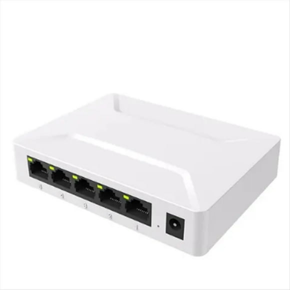 Commutateur Réseau 5 Ports 100/1000Mbps Gigabit Adaptateur Commutateur Ethernet Rapide RJ45 Commutateur Ethernet Hub LAN Prise US, 1 x Hub Ethernet, Blanc
