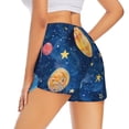 thumbnail image 2 of Uemuo Planets And Stars1 Pattern Women's Athletic Shorts High Waisted Running Shorts with Liner Pockets Gym Elastic Workout Shorts-Large, 2 of 9