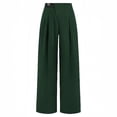 thumbnail image 4 of Pantalones anchos de cintura alta para mujer, con bolsillos, estilo informal de negocios - Pantalones de traje de pierna recta, 4 of 4