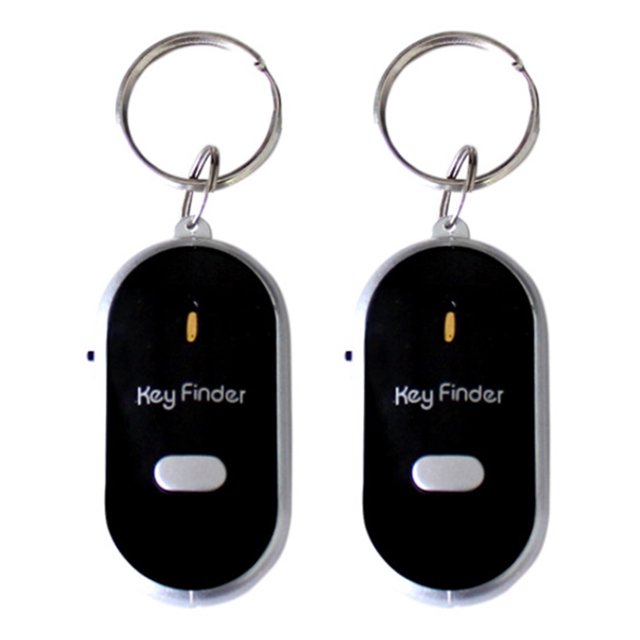 Visland 2 Pcs Key Finder Keychain Whistle Remote Control Flashing Key Tracker Device Portable Waterproof Anti-lost Key Ring Holder