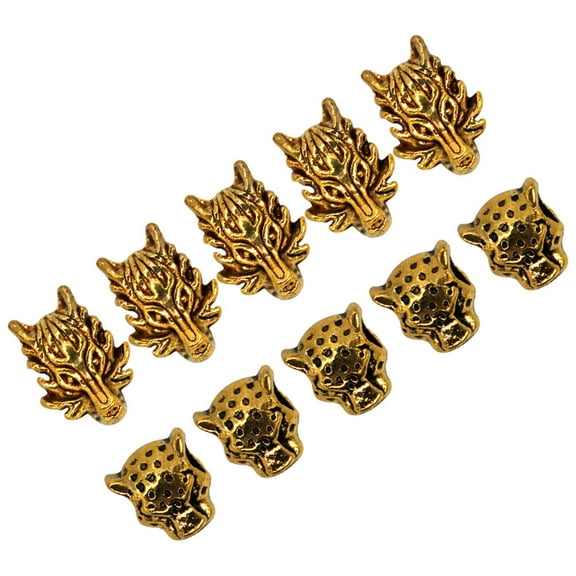 OFFIGAM 10Pcs Golden Hair Beads for Braids Antique Finish Hair Charms for Decoration Unique Style