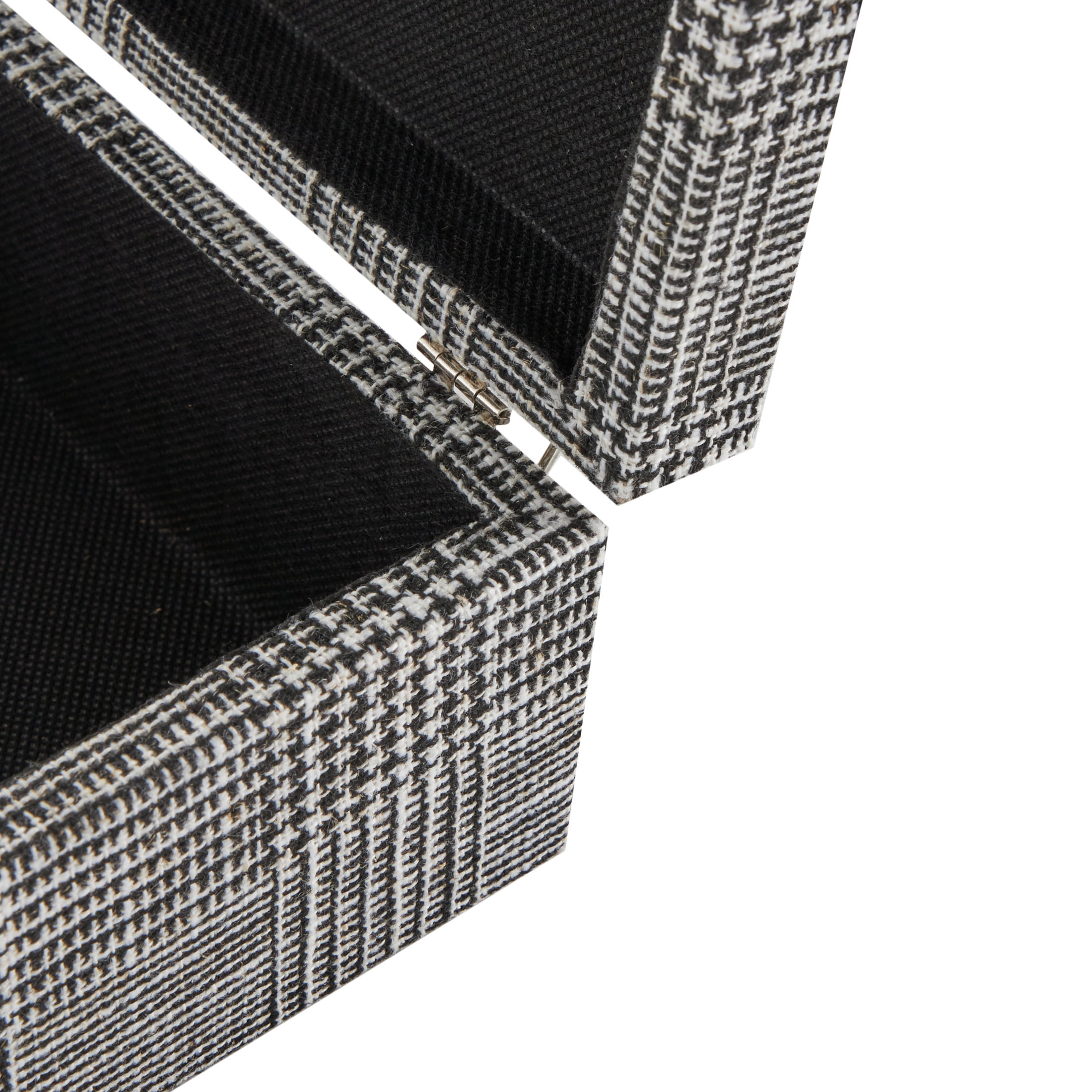 DecMode Handmade Storage Black Fabric Decorative Box with Silver Latches, 4 Count
