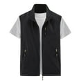 thumbnail image 2 of safuny Zipper Outerwear Vests Fishing Travel Vest for Men Golf Jacket Multi Pockets Clearance Fall Sleeveless Stand Collar Lightweight Workout Photo Cargo Vest Hiking Black L, 2 of 6
