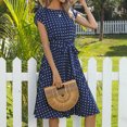 thumbnail image 4 of Vestido largo básico con estampado de lunares estilo casual para mujer con cuello redondo traje de vacaciones FLhrweasw Nuevo, 4 of 7