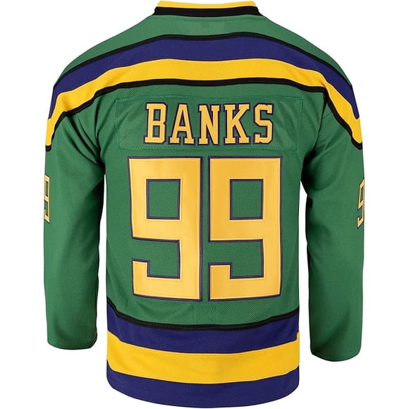 BOROLIN Chandail de Hockey sur Glace pour Hommes Mighty Ducks #99 Goldberg Vert