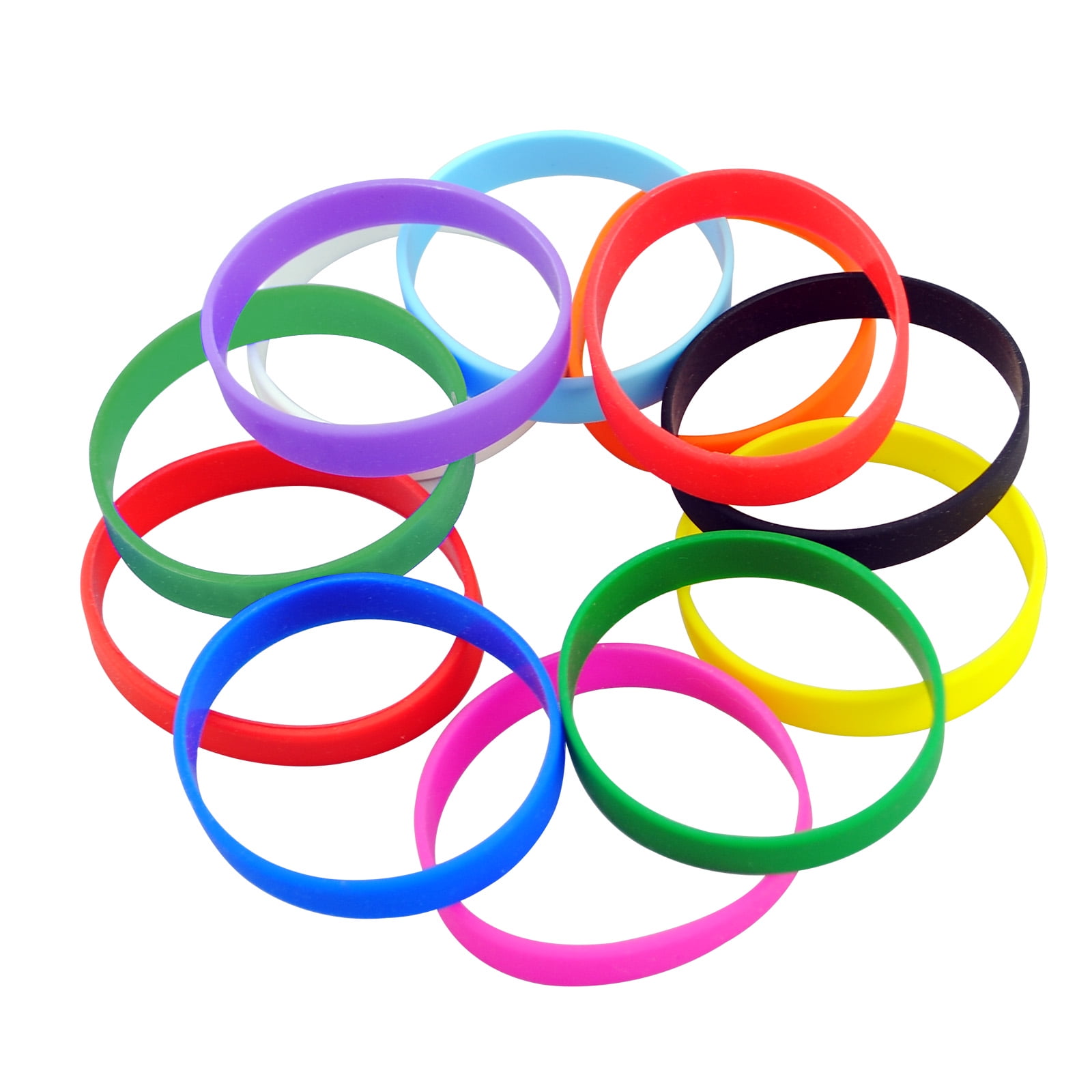 12 PCS Silicone Bracelets Blank Adult Rubber Wristbands Mixed Colors Party Accessories Favor