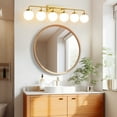 thumbnail image 4 of Deyidn 6-Light Modern Vanity Light, Gold Bathroom Light Fixture with Milk White Glass Globes, 45 Inch Bathroom Wall Sconce for Mirror, 4 of 10