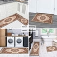 thumbnail image 6 of Farmhouse Boho Dark Brown Pattern Rugs and Mats Non Skid Washable Absorbent Microfiber Soft Kitchen Mat for Floor Set Of 2 Decor Stain Resistant 17"x47"+17"x30", 6 of 7