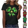 thumbnail image 1 of FRSASU T-Shirt de la Saint-Patrick pour Femmes, Imprimé Amusant, Grande Taille, Manches Courtes, Col Rond, Tendance, Blanc, TG(TG), 1 of 5