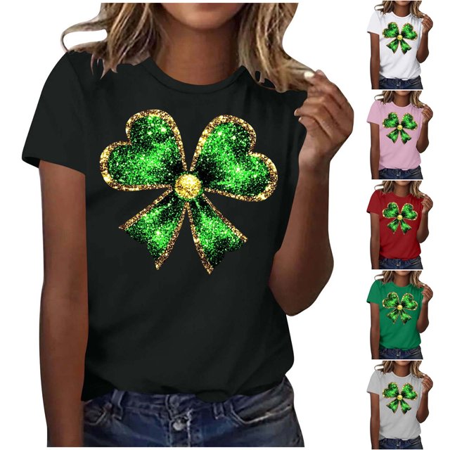 FRSASU T-Shirt de la Saint-Patrick pour Femmes, Imprimé Amusant, Grande Taille, Manches Courtes, Col Rond, Tendance, Blanc, TG(TG)