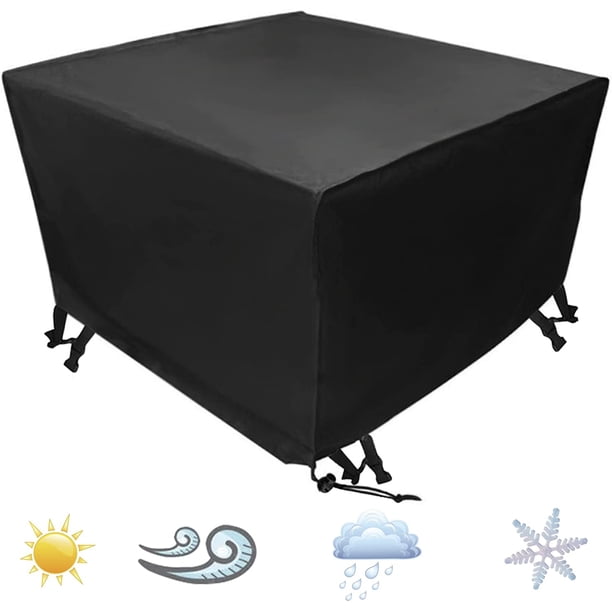 Funda protectora impermeable de poliéster para muebles de jardín, color negro, 115x115x74cm