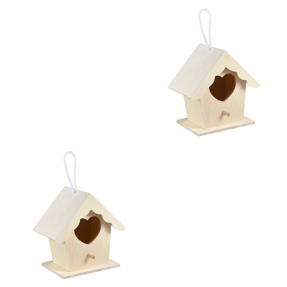 Set of 2 Bird Seed Feeder Houses Nesting Place Breeding Box
