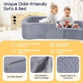 thumbnail image 3 of Toddler Travel Bed, 2-in-1 Foldable Portable Toddler Bed Sofa Chair, Soft Baby Kids Travel Floor Cot with Washable Covers Blue, 3 of 9