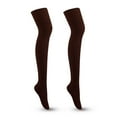 thumbnail image 2 of Opvise Womens Socks 1Pair Women Stockings Lengthened Breathable Cotton Over Knee Thigh Socks for Lady Coffee, 2 of 8