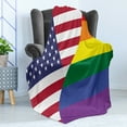 thumbnail image 4 of Pride Soft Flannel Fleece Throw Blanket, Conceptual Flag with American Pride Colors Activism Freedom Nationwide Celebration, Cozy Plush for Indoor and Outdoor Use, 50" x 60", Multicolor, by Ambesonne, 4 of 5