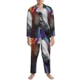 thumbnail image 3 of Fotbe Colorful Haired White Horse Pijama de Hombre con Estampado de Manga Larga, Conjunto de 2 Piezas, Ropa de Dormir Suave y Cómoda con Bolsillos-X-Large, 3 of 7