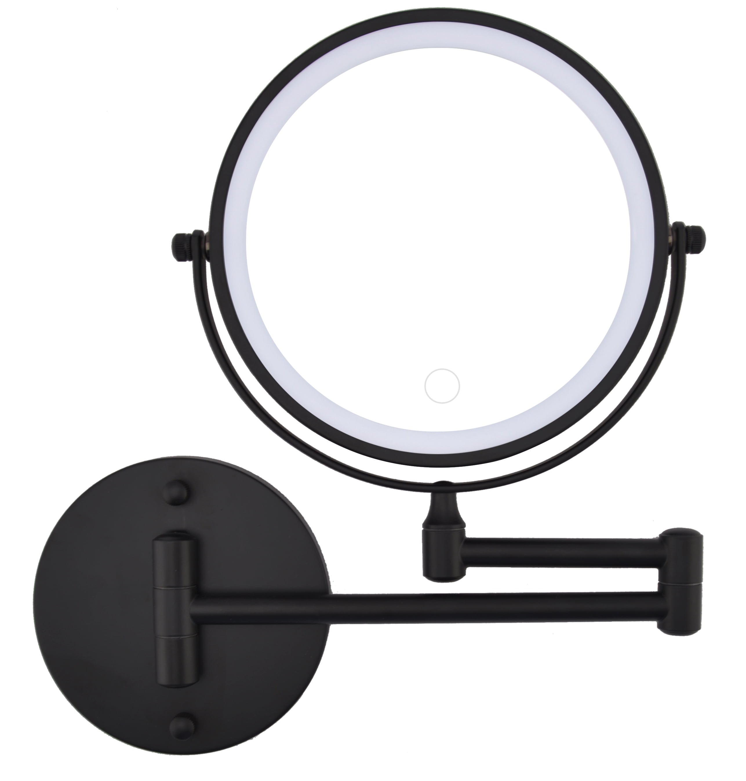 Rechargeable Wall Mounted Makeup Mirror with Lights and 10X Magnification, 360-Degree Swivel Bathroom Vanity Mirror, Black