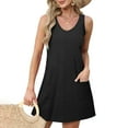 thumbnail image 5 of Giftesty Summer Dresses for Women Casual with Pockets Summer Dress Solid Color V-Neck Mini Dresses, 5 of 9