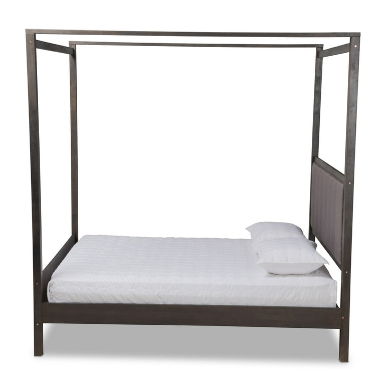 Baxton Studio Natasha Modern and Contemporary Grey Fabric Upholstered and Dark Grey Oak Finished Wood King Size Platform Canopy Bed Baxton Studio Natasha Modern and Contemporary Grey Fabric Upholstered and Dark Grey Oak Finished Wood King Size Platform Canopy Bed