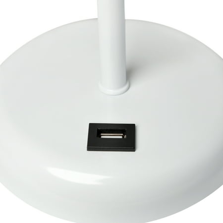 Limelights - Stick Lamp with USB charging port and Fabric Shade - White/Gray