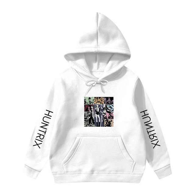Moonsky Sudadera con capucha y cordón HUNTRX, estampado de grupo de chicas coreanas, jersey corto, suave y cómodo, top de manga larga para primavera y otoño.,Blanco,130
