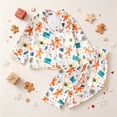 thumbnail image 3 of Enyan Toddler Girl Christmas Clothes Cute Cartoon Print Button Up Shirt Top Pants Set for Loungewear Casualwear, 3 of 6