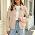 thumbnail image 5 of Mifsaly Womens Cropped Bomber Jackets Zip Up Collared Sweatshirts Jacket Fall Winter Fashion Going Out Athletic Outerwear with Pockets, 5 of 8