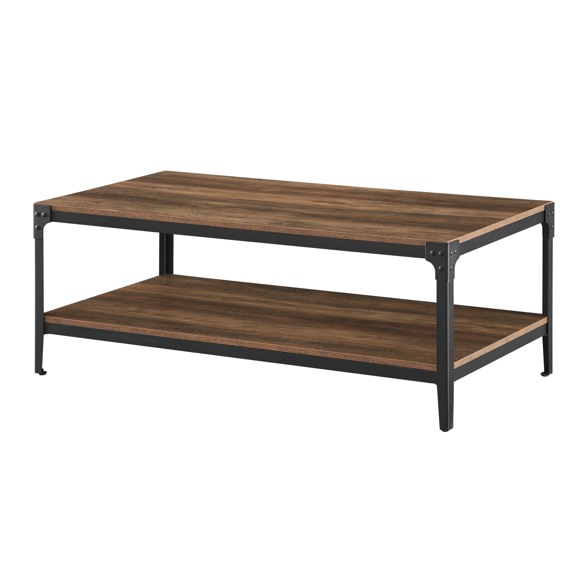 Woven Paths Wilson Angle Iron Rustic Coffee Table, Reclaimed Barnwood