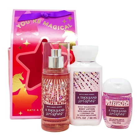 Bath & Body Works A Thousand Wishes Mini Gift Bag Set - Fragrance Mist - Body Lotion and Hand Gel - Travel Size