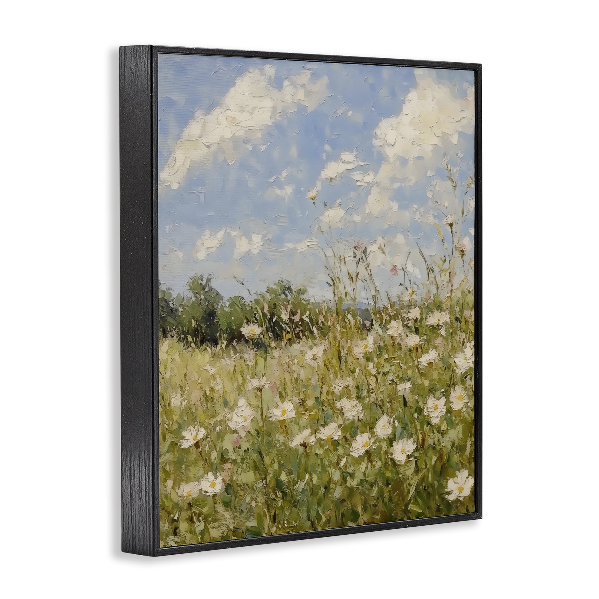 Stupell Industries Wildflower Field Beneath Blue Sky Black Framed Giclee Art, design by LSR Design Studio