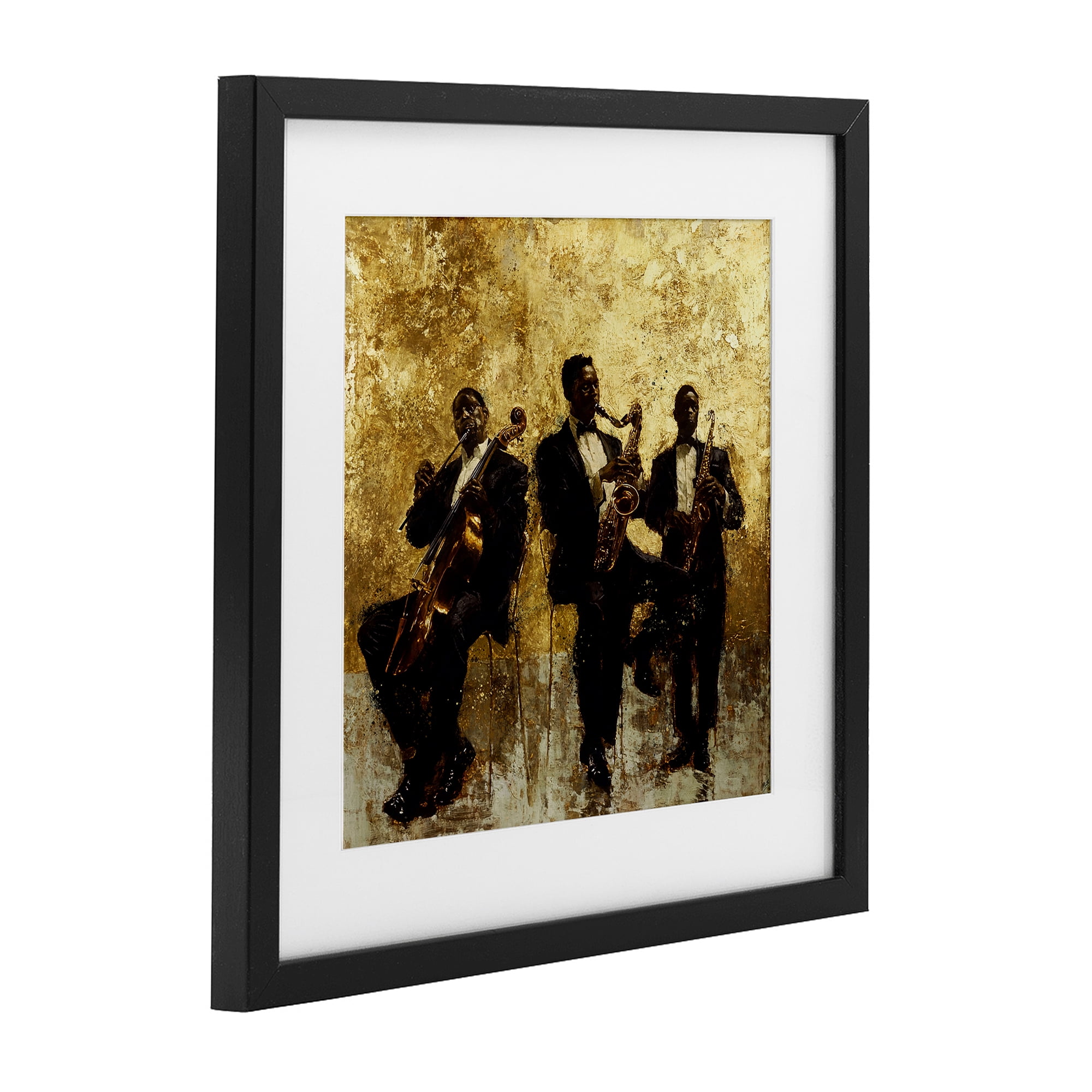 Golden Era Musicians Abstraction Black Framed Print Under Glass, design by Marta Wiley
