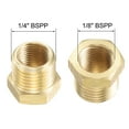 thumbnail image 3 of Brass Pipe Fitting Reducer Adapter 1/4" BSPP Male x 1/8" BSPP Female for Water Oil Pressure Gauge, Pack of 2, 3 of 5