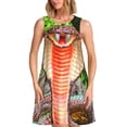 thumbnail image 1 of Bixox Robe Sans Manches à Imprimé Serpent pour Femmes avec Poches, Robe Décontractée Longueur Genou pour l'Été-Petite, 1 of 7