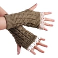thumbnail image 4 of Guantes de lana con hermosos puños de encaje y mangas de encaje para mujer, guantes de punto cálidos de medio dedo para invierno, 4 of 6