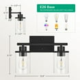 thumbnail image 5 of EDISHINE Modern 2-Light Black Bathroom Vanity Lights over Mirror for Bathroom, Vanity Table, E26 Bulb Base, 5 of 9