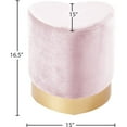 thumbnail image 3 of Meridian Furniture Heart Contemporary Velvet Ottoman/Stool in Pink, 3 of 4