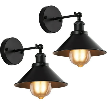 Black Outdoor Wall Sconce, Industrial Vintage Wall Sconces Lighting Set of Two for Porch, Frontdoor, Garage, Adjustable Swing Arm Barn Light Outdoor Wall Lights Wall Mount Lamp