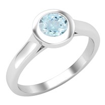 Dazzlingrock Collection 5mm Round Aquamarine Solitaire Engagement Ring for Women (Color Blue, Clarity Moderately Included) in 10K White Gold, Size 7.5