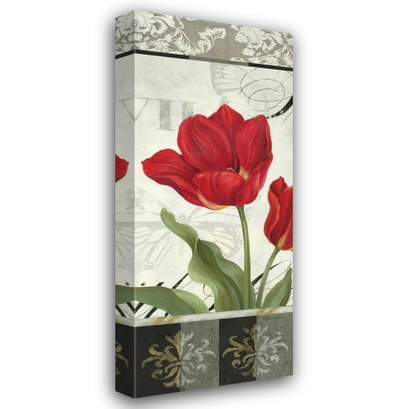 Pamela Gladding 12x24 Gallery Wrapped Canvas Wall Art Titled - Etude en Rouge Panel II