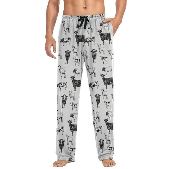 joogoo Men's Pajama Pants Retro Highland Cows Soft Long Sleep Lounge Pjs Bottoms L