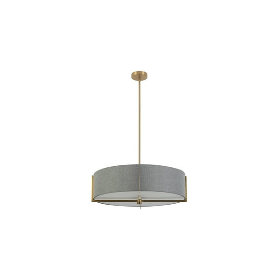 4 Light Pendant Light - Aged Brass Finish with Gray Shade - Modern Ceiling Light Fixture
